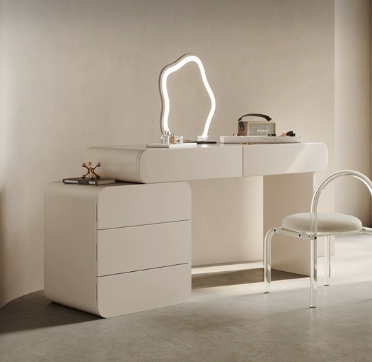 Туалетный стол кремовый Lotaringa в итальянском стиле, 100*74*40 см, массив дерева, 5 ящик