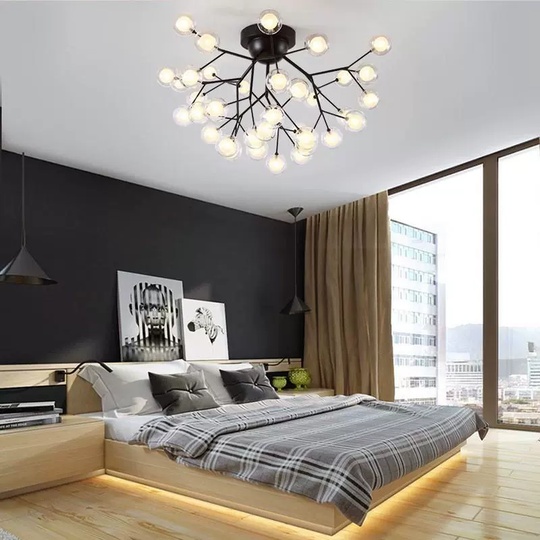 Люстра черная Elivor, металл, стекло, 97*57 см, G4