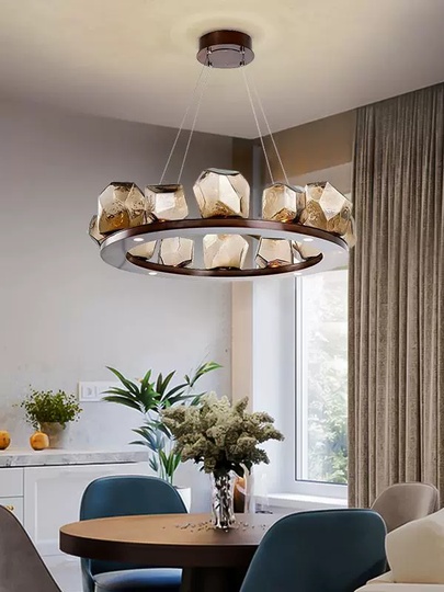 Люстра подвесная, красная бронза, стекло, AHAB 80*25, металл, LED