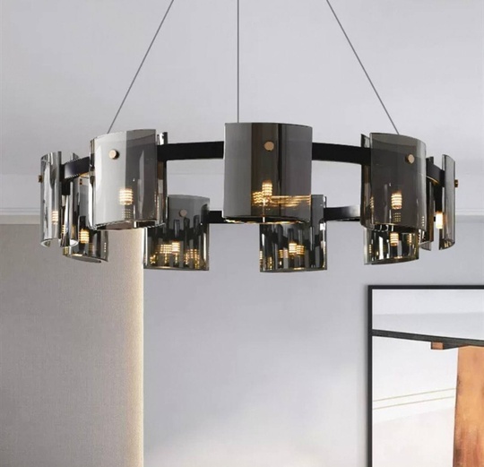 Люстра подвесная, черный, стекло, MELLIFLUOUS 80*17, металл, G9.