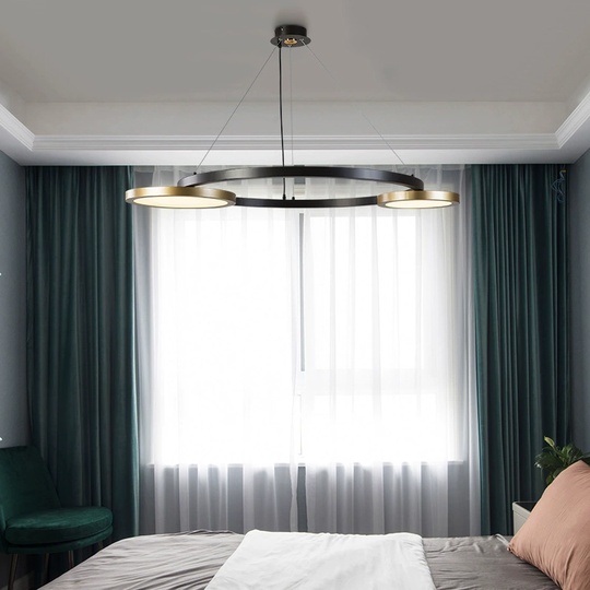 Люстра подвесная, черный, ПММА, BAHA 73*50, металл, LED