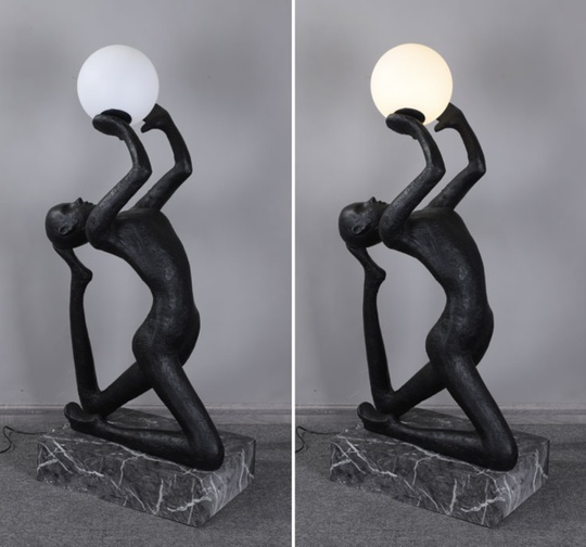 Напольный светильник черный. Торшер девушка 1 плафон NIM Foot 165 см., E27, 10 Вт