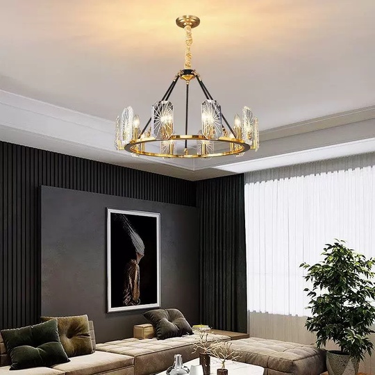 Светильник подвесной бронзовый Alarice, металл, кристалл, трос 50 см, 60*45 см, Е14