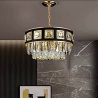 Люстра подвесная ALTIN 50*26 золото, черный, хрусталь, металл, E14.