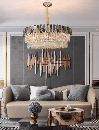 Люстра подвесная, дымчатый, медный, стекло, AYHAN 100*35, металл, E14.