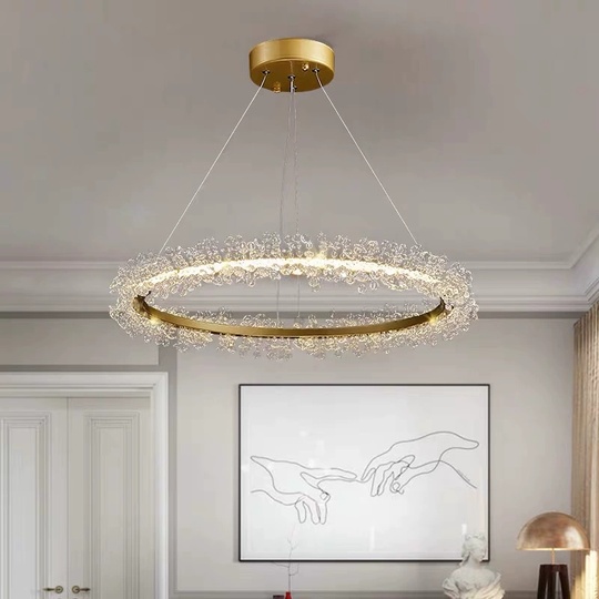 Люстра подвесная, золотой, кристалл, LADYWISE 80*120, металл, LED.