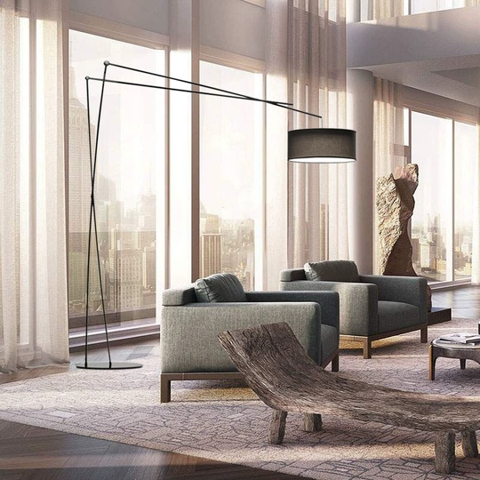 Торшер, черный, Brighton 210*170, светодиодный, Е27, металл, ткань