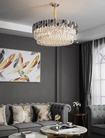 Люстра подвесная, дымчатый, медный, стекло, AYHAN 60*31, металл, E14.