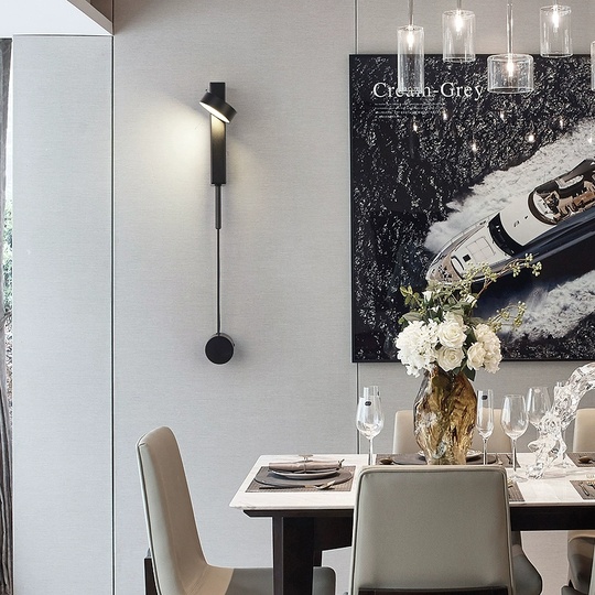 Настенный светильник черный LOPPA, Бра, 45*80, металл, LED.