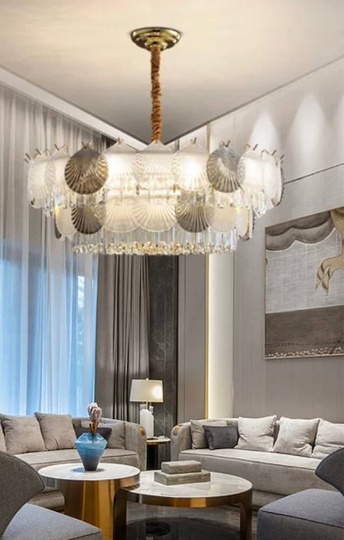 Люстра подвесная ERKE 100*36 золото, стекло, металл, Е14.