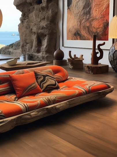 Диван двухместный Mivica, коричневый, 170*65*105 см, дерево, ткань