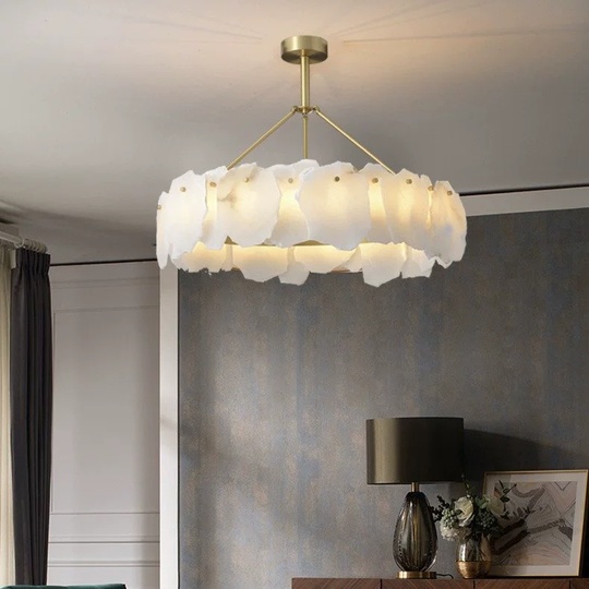 Светильник подвесной медный Altreva, медь, мрамор, 80*25 см, LED