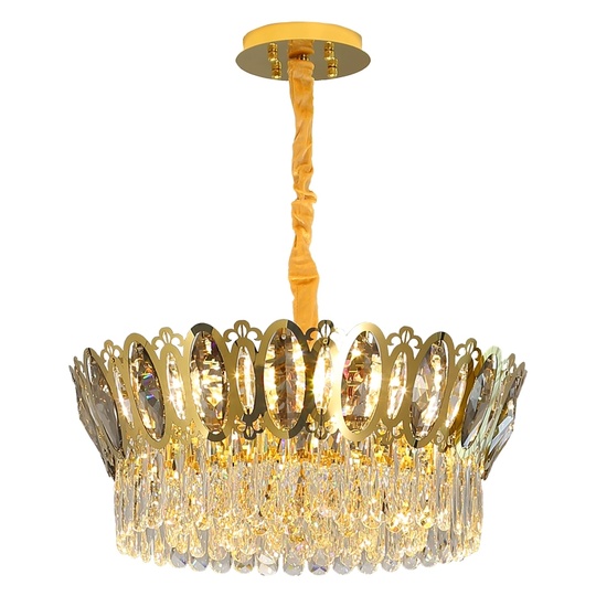 Люстра подвесная, золото, кристалл, DAMIAN 60*23 металл, E14.