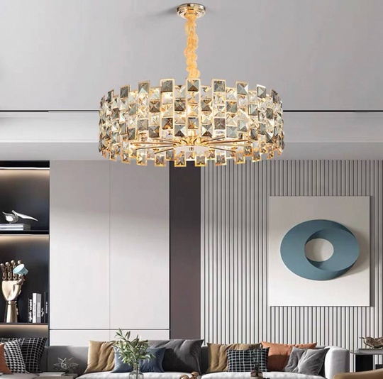 Люстра подвесная, золото, хрусталь, SKY 75*22 металл, E14.