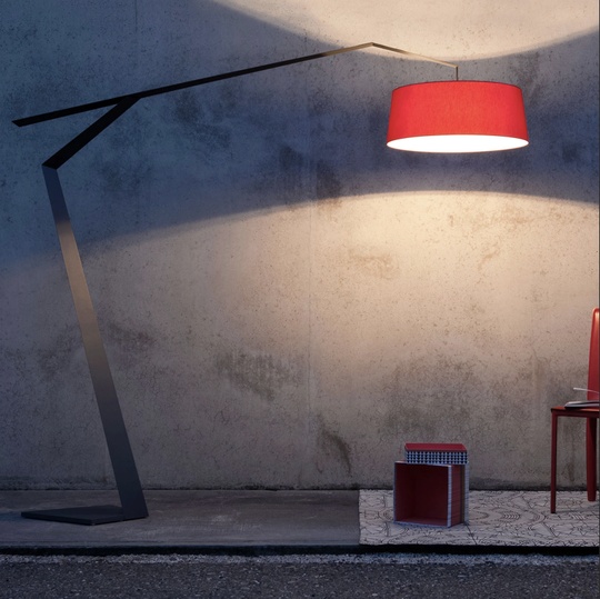 Напольный светильник черный с красным плафоном Lumens, E27, 15 Вт