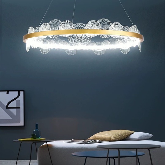 Люстра подвесная, золото, ПММА, SYLVIA 60*16, металл, LED.
