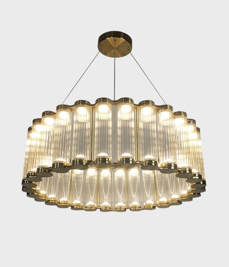 Люстра подвесная MAI HE MAI золото, 80*20 см. Beurling - светильник в золоте со стеклом, LED, 30 Вт