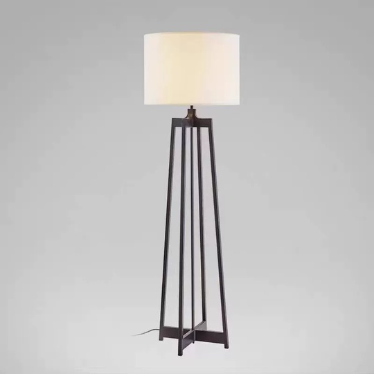 Торшер, черный, белый, Zenare 165*50, светодиодный, Е27, металл, ткань