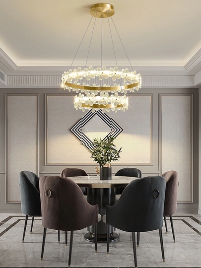 Люстра подвесная, золото, хрусталь, FERGUS 60*80, металл, LED