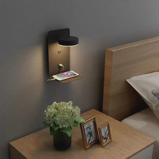 Настенный светильник, БРА BERKER 14*24, черный, металл, LED.