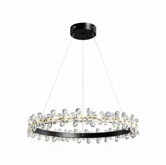 Люстра подвесная, черный, хрусталь, AXTON BLACK 80*120, металл, LED