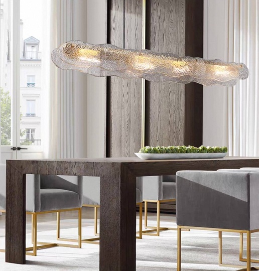 Светильник подвесной бронзовый Alephoid, металл, стекло, трос 150 см, 120*13 см, Е14