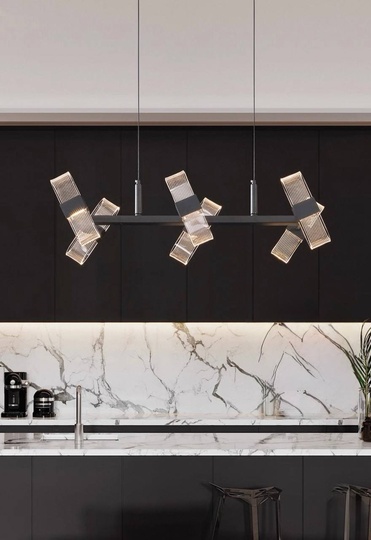 Люстра подвесная, черный, ПММА, AEGENWULF 66*23, металл, LED