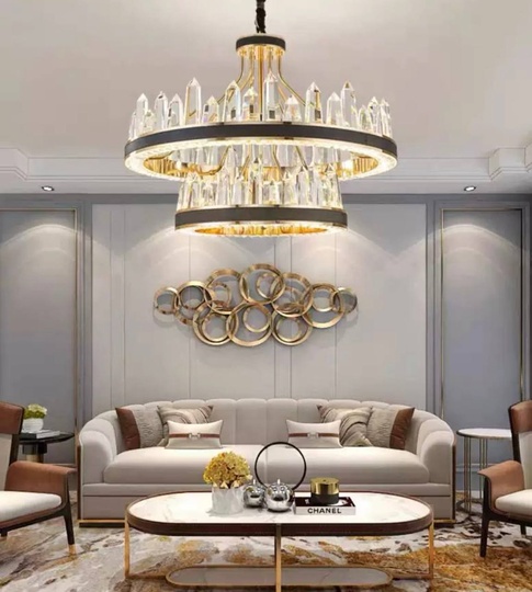 Люстра подвесная ALBENI 80*60 золото, кристалл, металл, LED.