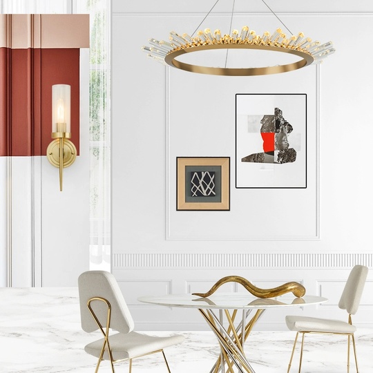 Люстра подвесная, золото, кристалл, KESTER 80*15 металл, LED.