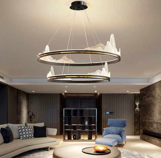 Люстра подвесная, черный, ПММА, ABBAS BLACK 40*60, металл, LED