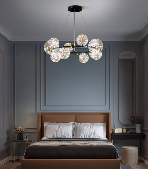 Люстра подвесная, черный, стекло, CHAT BLACK 120*32, металл, LED