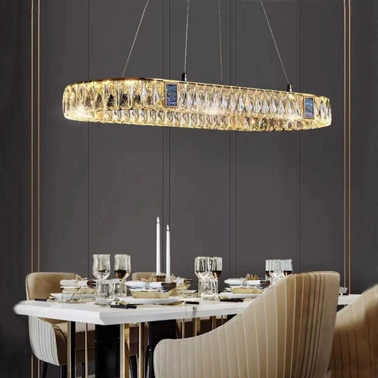 Люстра подвесная CEVHER 100*150 золотой, хрусталь, металл, LED.