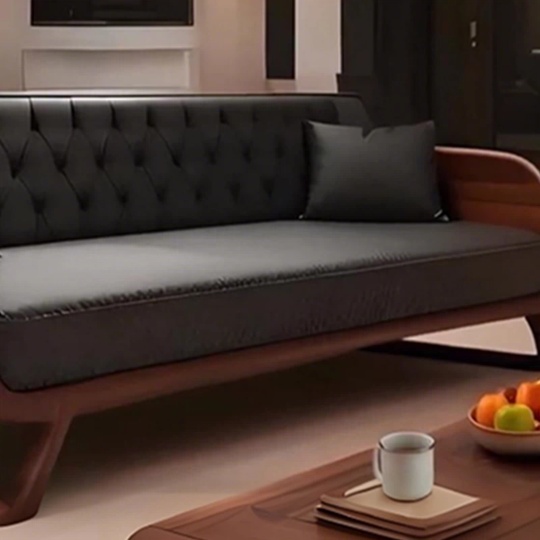 Прямой диван Brittany темный орех, кожа, 230*85*80 см