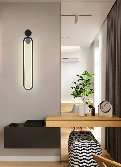 Настенный светильник, Бра, GEOFFREY 10*52, черный, металл, LED.