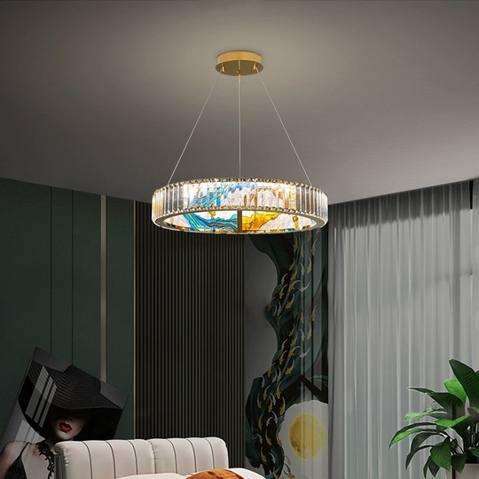 Люстра подвесная, золото, ПММА, RALPH 80*10 металл, LED.