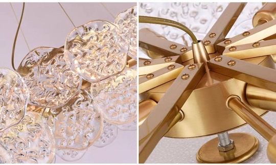 Люстра подвесная медная Ola, металл, трос 100 см, 60*35 см, Е14