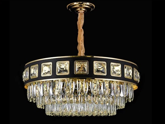 Люстра подвесная ALTIN 75*31 золото, черный, хрусталь, металл, E14.