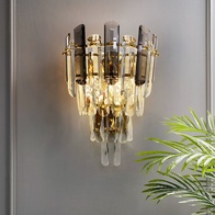 Настенный светильник, Бра TERRY 25*36, дымчатый, стекло, металл, Е14.