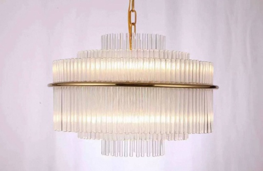 Люстра подвесная бронза Ovitra, металл, стекло, трос 50 см, 60*46 см, G4