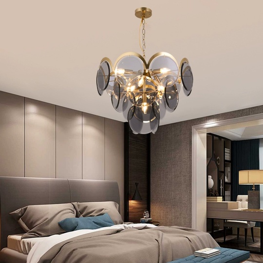 Люстра подвесная, бронза, ПММА, PATRICK 60*45 металл, E14.