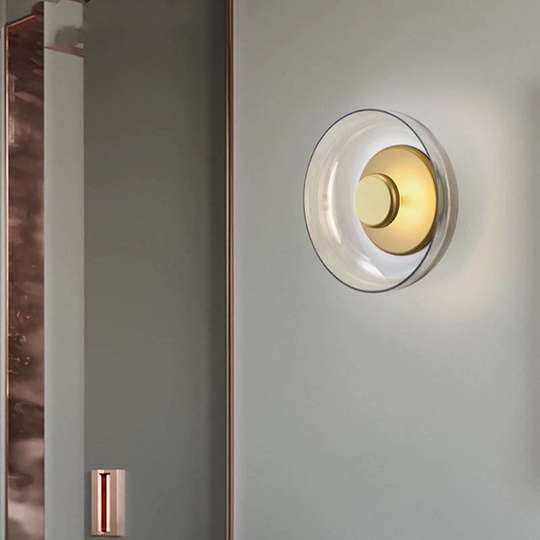 Настенный светильник, Бра MILAS 23*23, золотой, металл, стекло, LED.