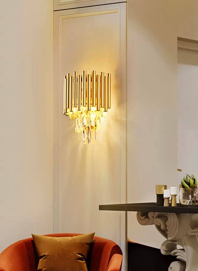 Настенный светильник, Бра TERENCE 25*35, золото, стекло, металл, Е14.