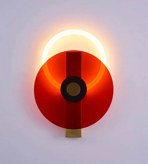 Настенный светильник, Бра, GEOFF 40*30, красный, металл, LED.