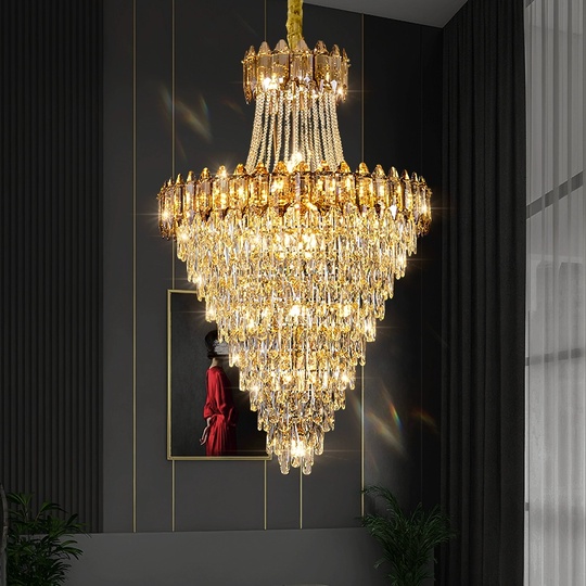 Люстра подвесная, золото, кристалл, WOLF 100*180 металл, E14.