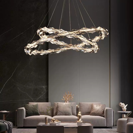 Люстра подвесная, медный, кристалл, AYLIN 80+100, металл, LED.