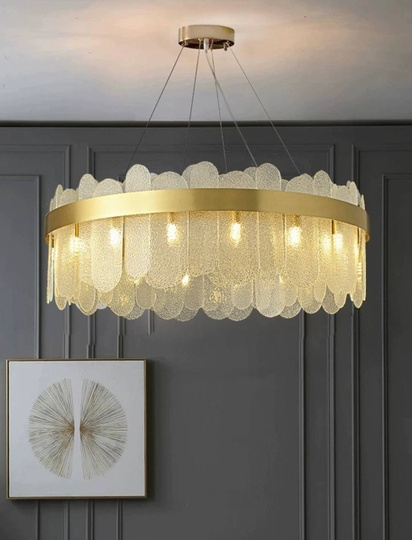 Люстра подвесная, медь, песочно-белый, стекло, DUYGU 80*27, металл, G9.