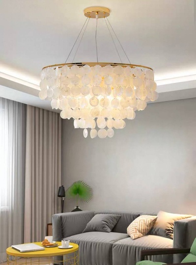 Люстра подвесная золотая Elyvor, металл, трос 50, 38*34 см, E14