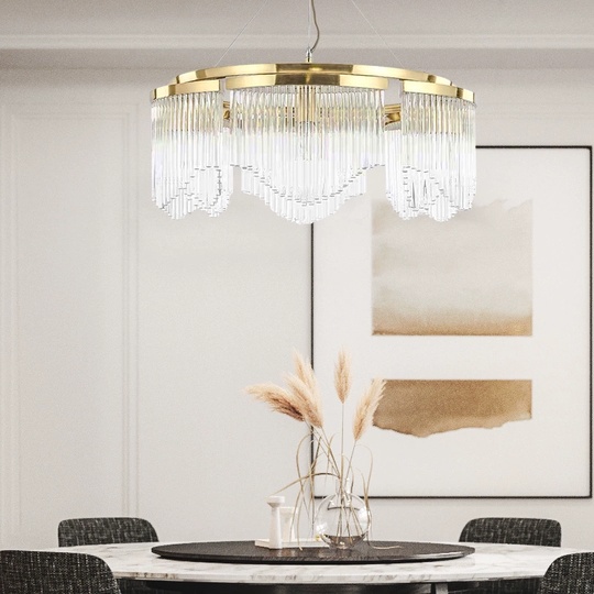 Люстра подвесная, золото, хрусталь, LATESHA 75*25, металл, E14.