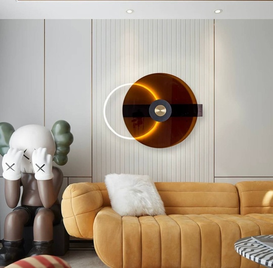 Настенный светильник, Бра, GEOFF 40*30, коричневый, металл, LED.