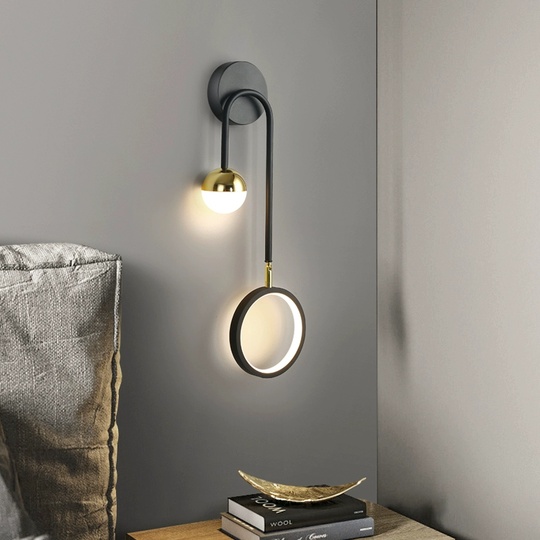 Настенный светильник, Бра, EZEKIEL 22*49, черный, металл, LED.